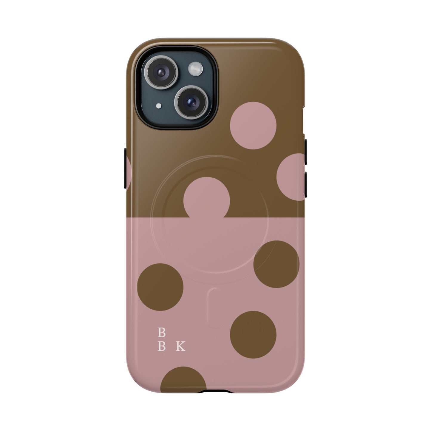 Pink + Yellow Polka Dot Magnetic Tough Case — Protective Magnetic Phone Case with 'BBK' Accent