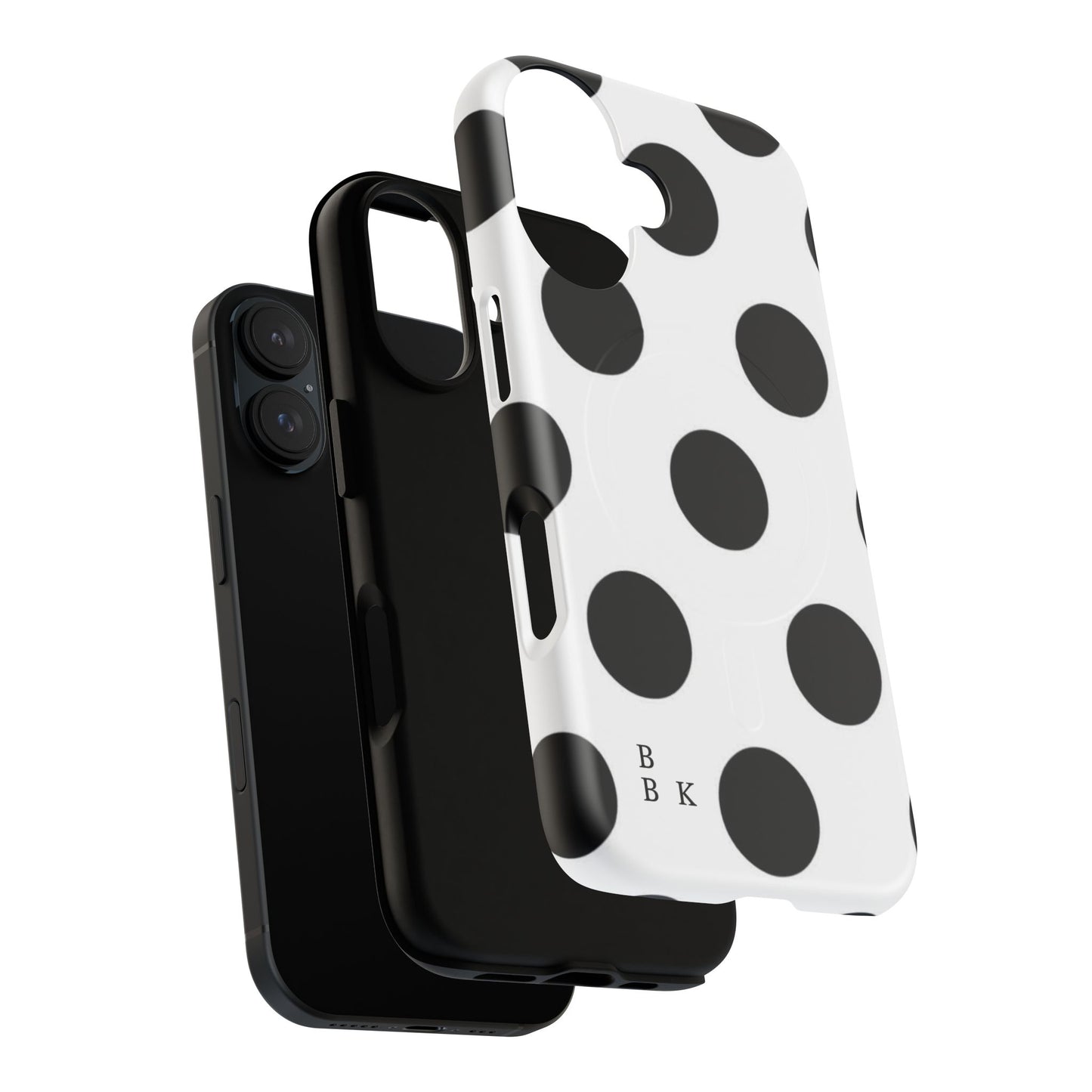 Polka Dot Magnetic Phone Case — Black & White Retro Dot Tough Case