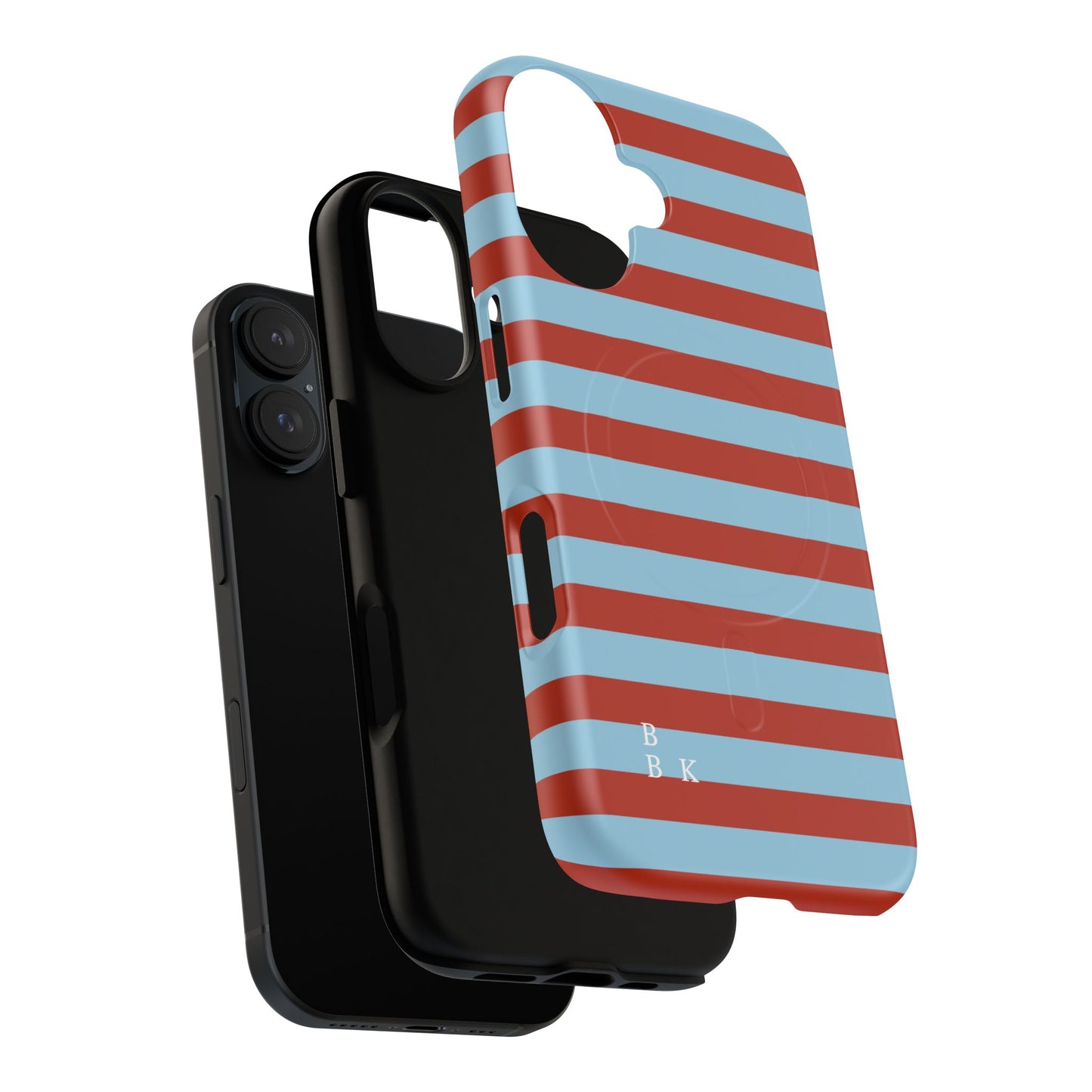 Striped Tough Magnetic Phone Case — Retro Red & Sky Blue