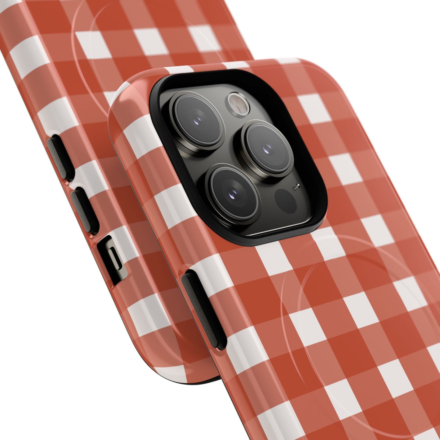 Burnt Orange Gingham Tough Magnetic Phone Case — Plaid Protective iPhone Cover