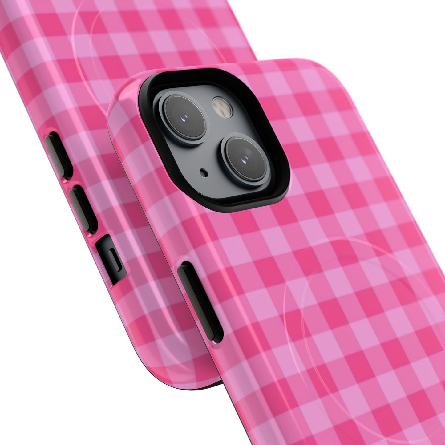 Pink Gingham Tough Magnetic Phone Case – Durable Checkered Design