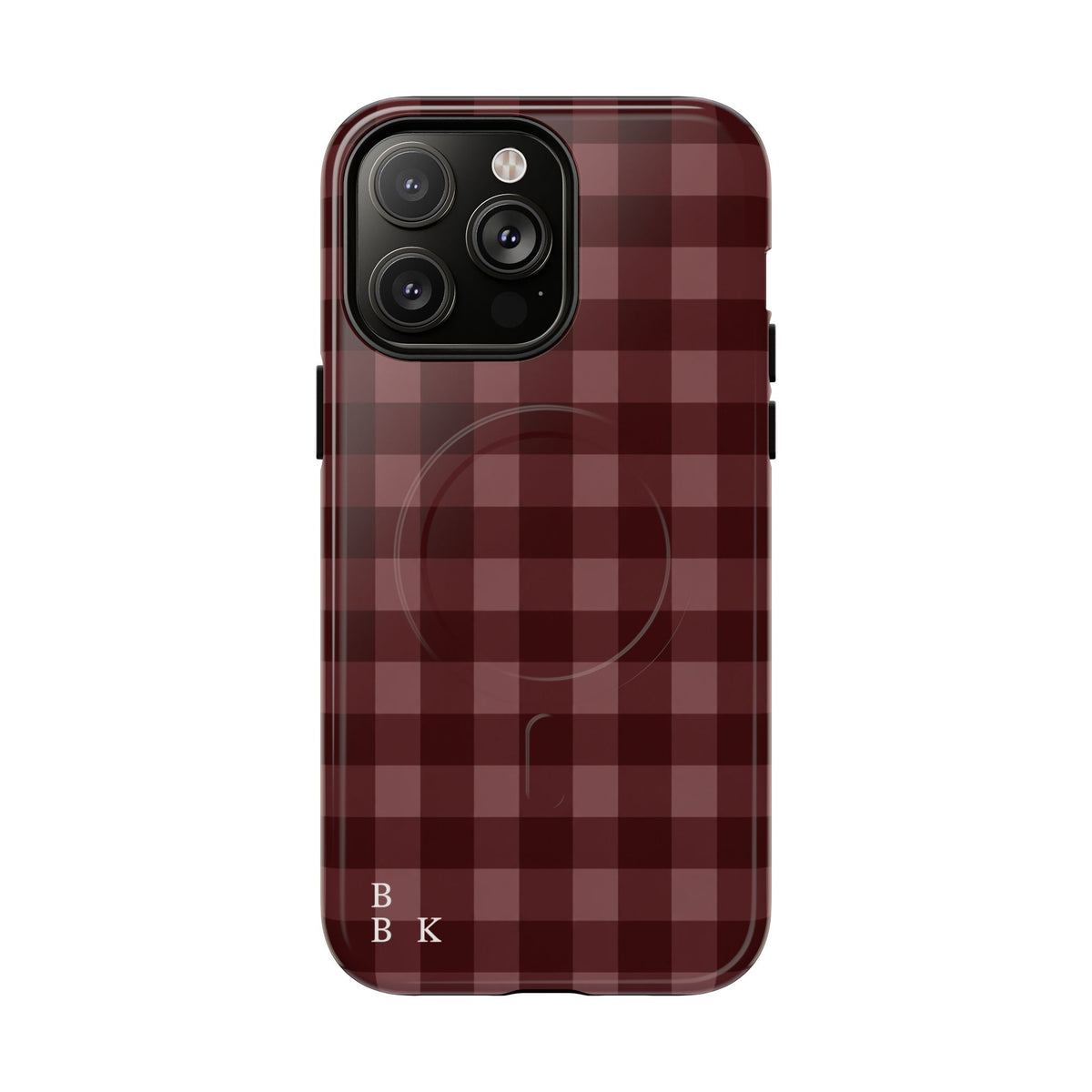 Plaid Magnetic Phone Case — Burgundy Buffalo Check Tough Protective Cover