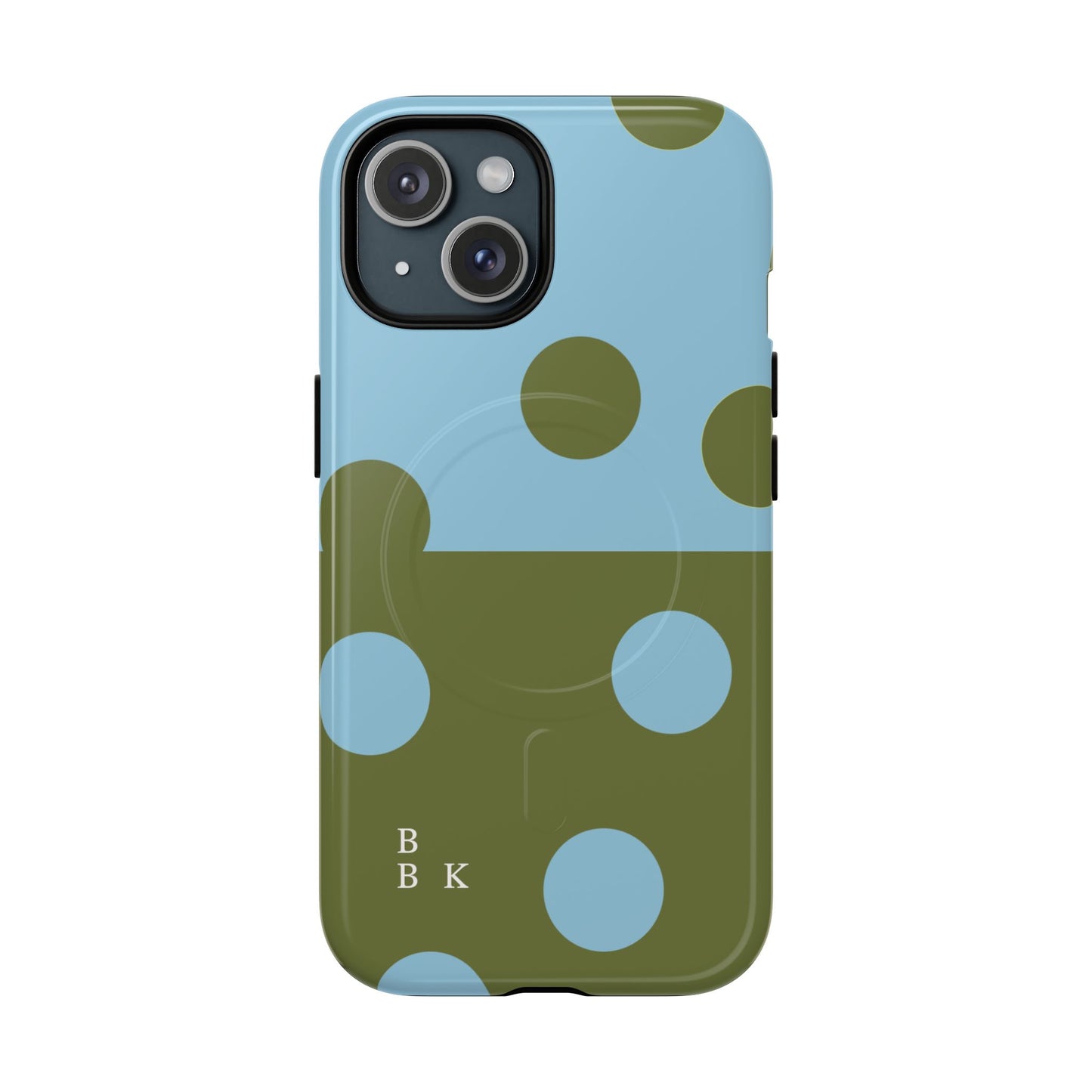 Polka Dot Magnetic Phone Case — Blue & Olive Protective Snap-On Cover