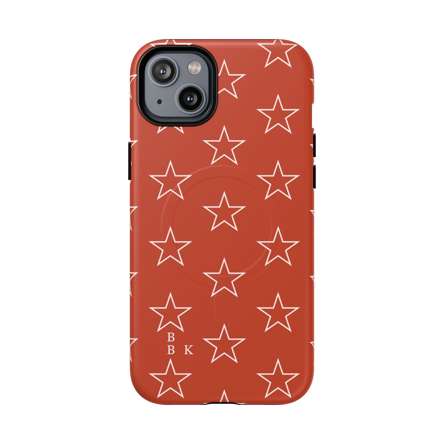 Star Pattern Tough Magnetic Phone Case — Rust Red Protective iPhone Cover