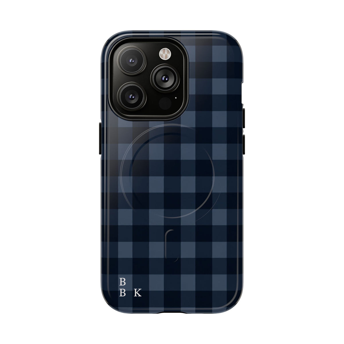 Plaid Magnetic Phone Case — Navy Buffalo Check Tough MagSafe-Compatible Case