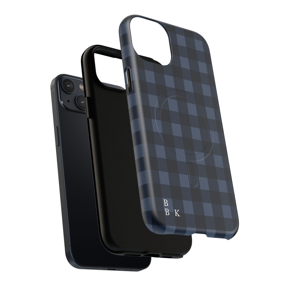 Plaid Magnetic Phone Case — Navy Buffalo Check Tough MagSafe-Compatible Case