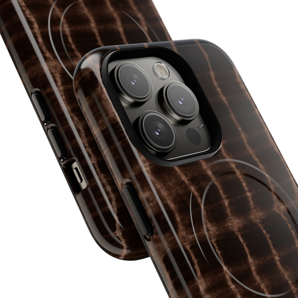 MagSafe Phone Case — Brown Croc Pattern Tough Magnetic Case