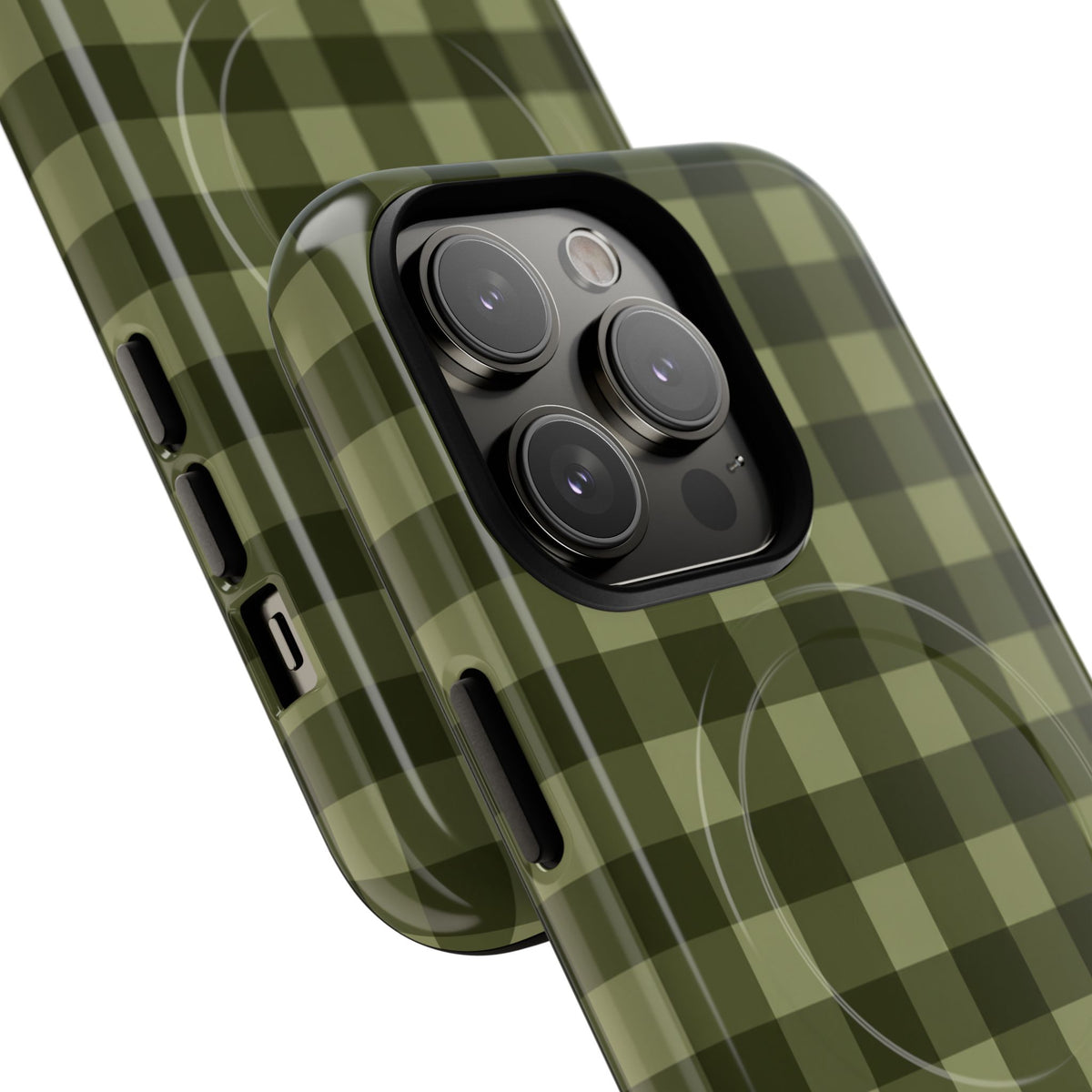Green Buffalo Plaid Magnetic Phone Case — Tough Protective MagSafe-Compatible Case