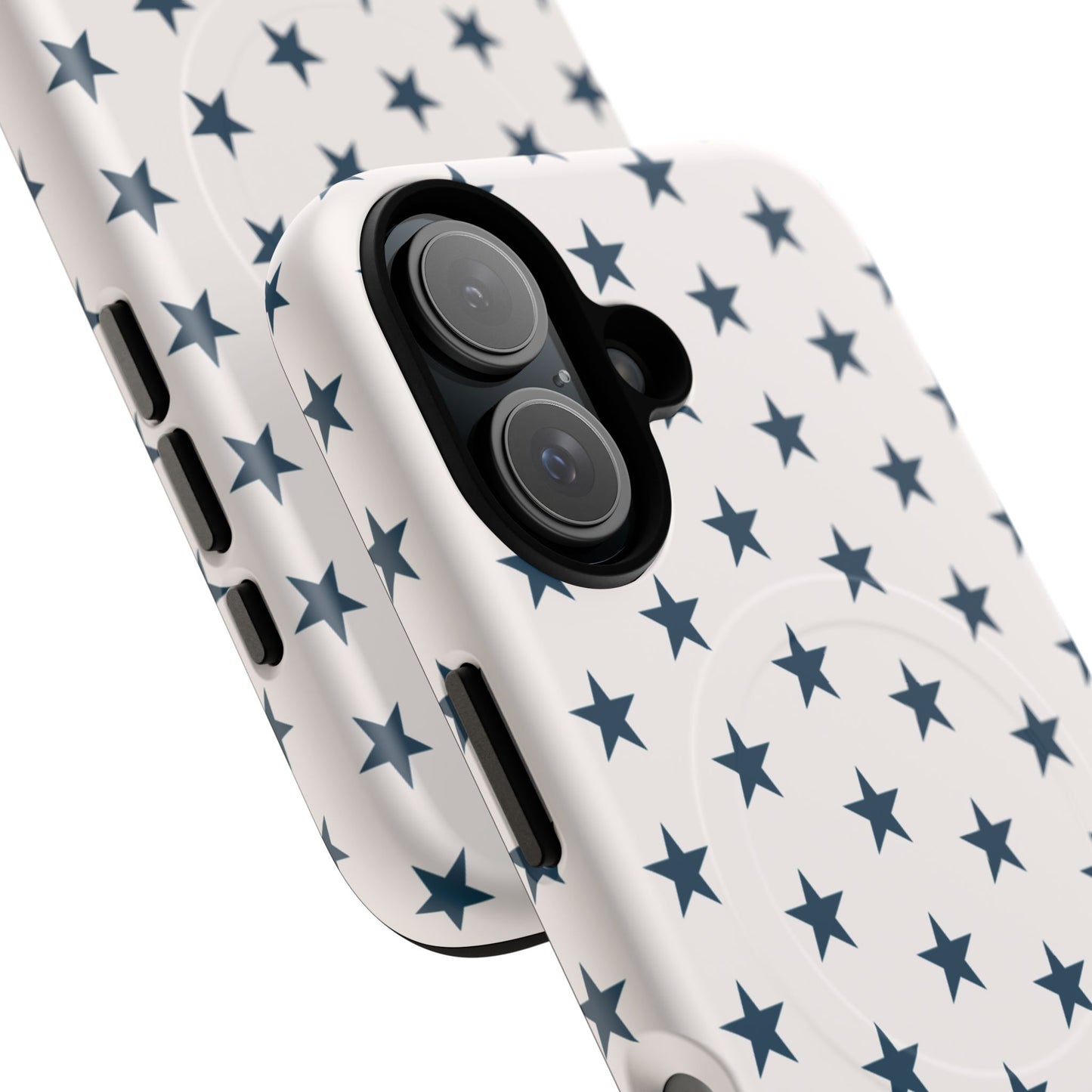 Star Pattern Tough Magnetic Phone Case — Navy Stars on White
