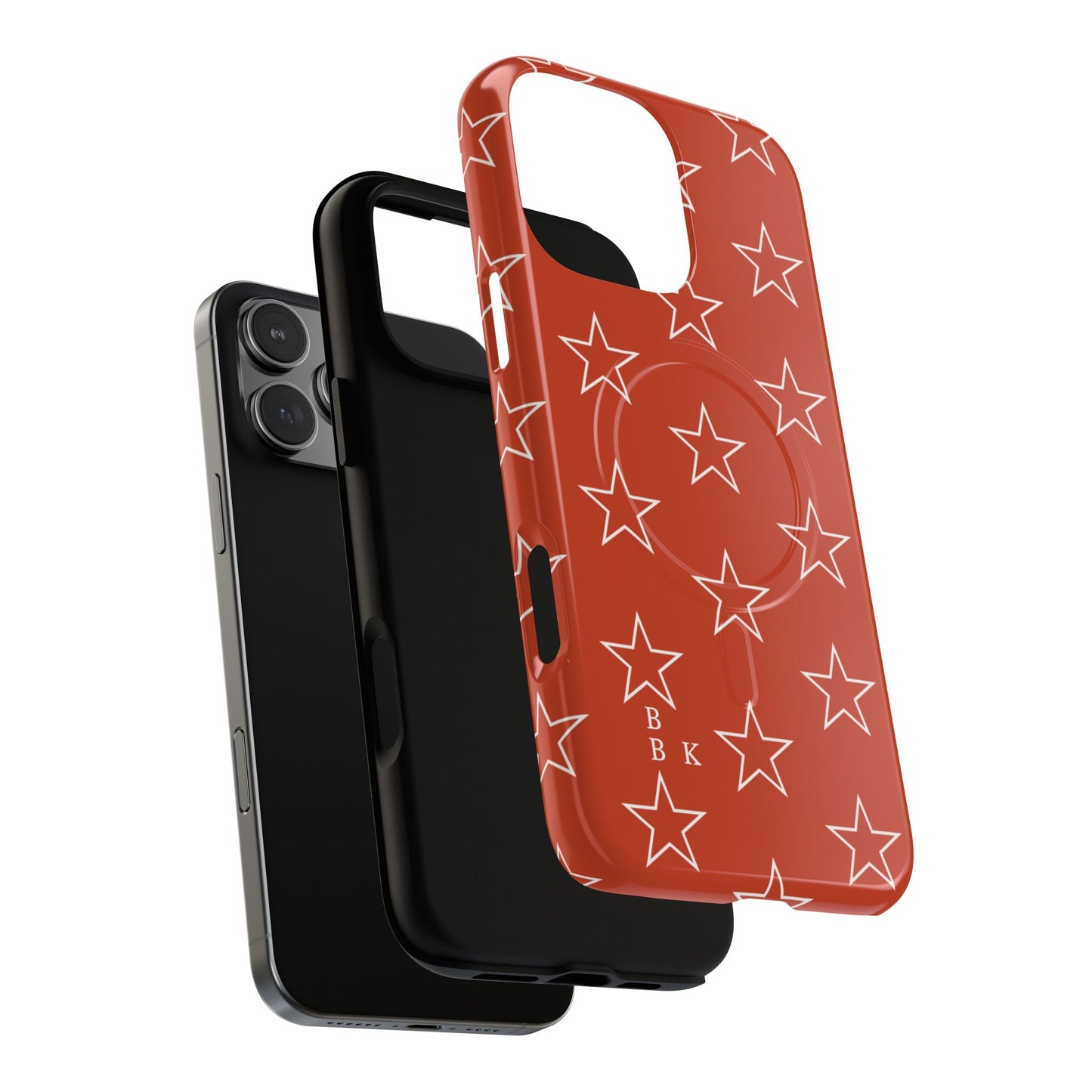 Star Pattern Tough Magnetic Phone Case — Rust Red Protective iPhone Cover