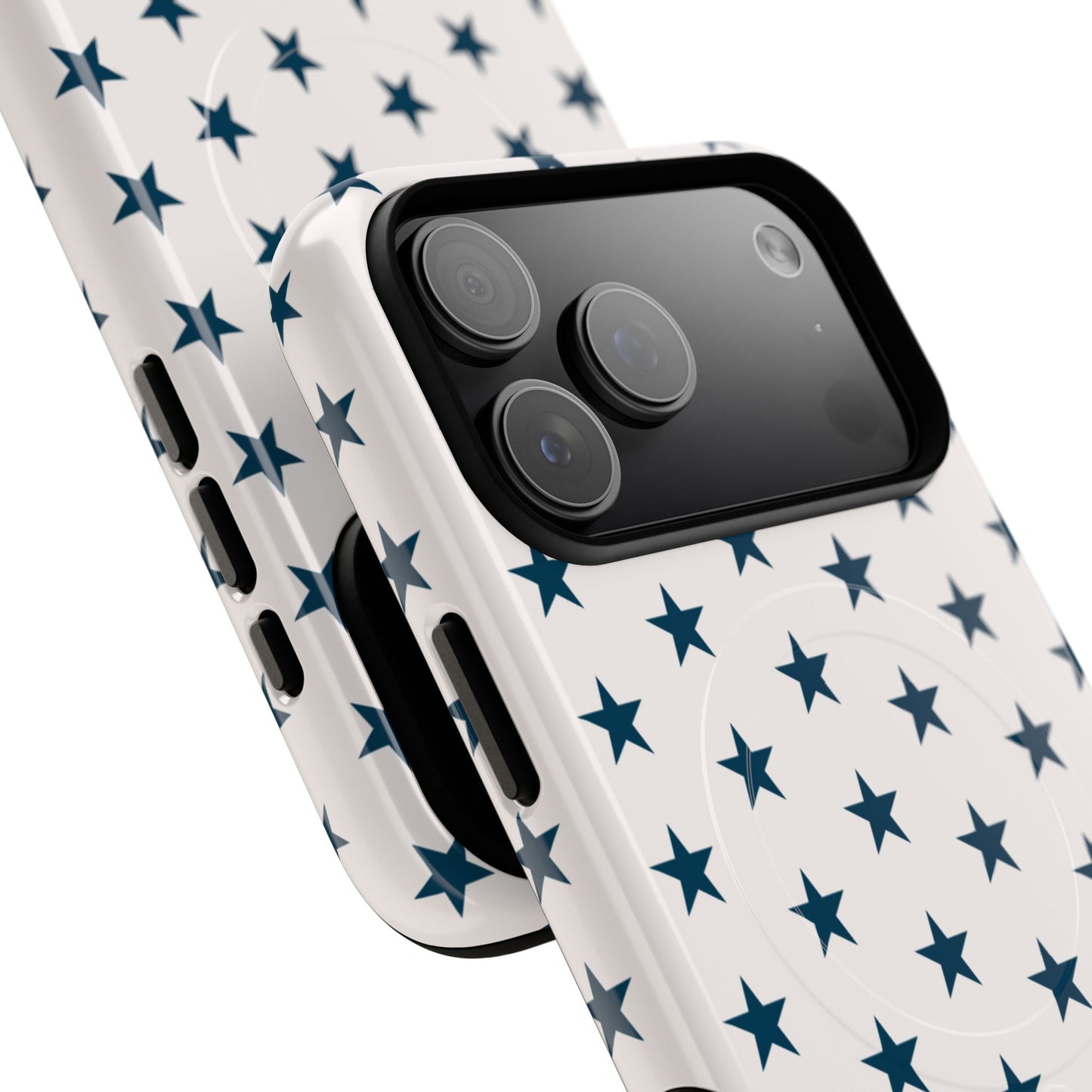 Star Pattern Tough Magnetic Phone Case — Navy Stars on White