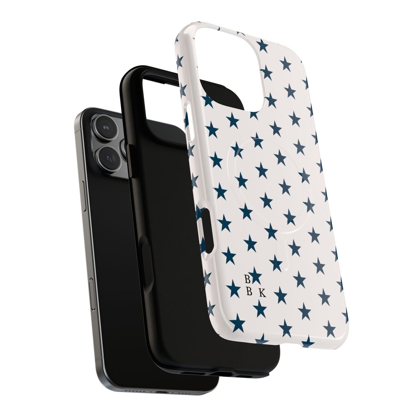 Star Pattern Tough Magnetic Phone Case — Navy Stars on White