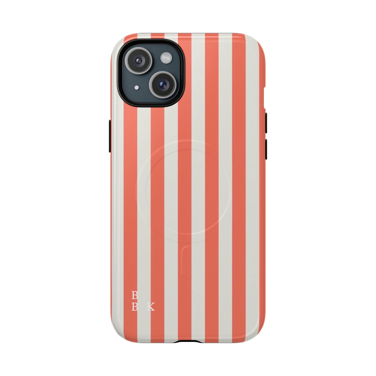 Striped Coral Magnetic Phone Case — Slim Protective Case with Vertical Red-White Stripes