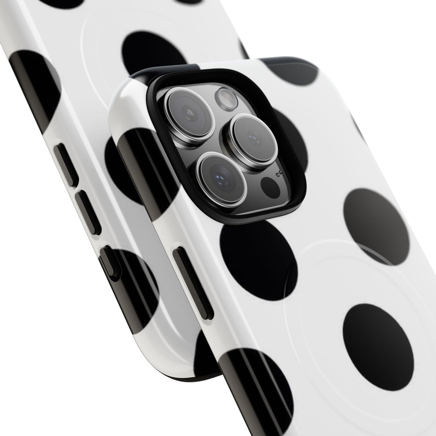 Polka Dot Magnetic Phone Case — Black & White Retro Dot Tough Case