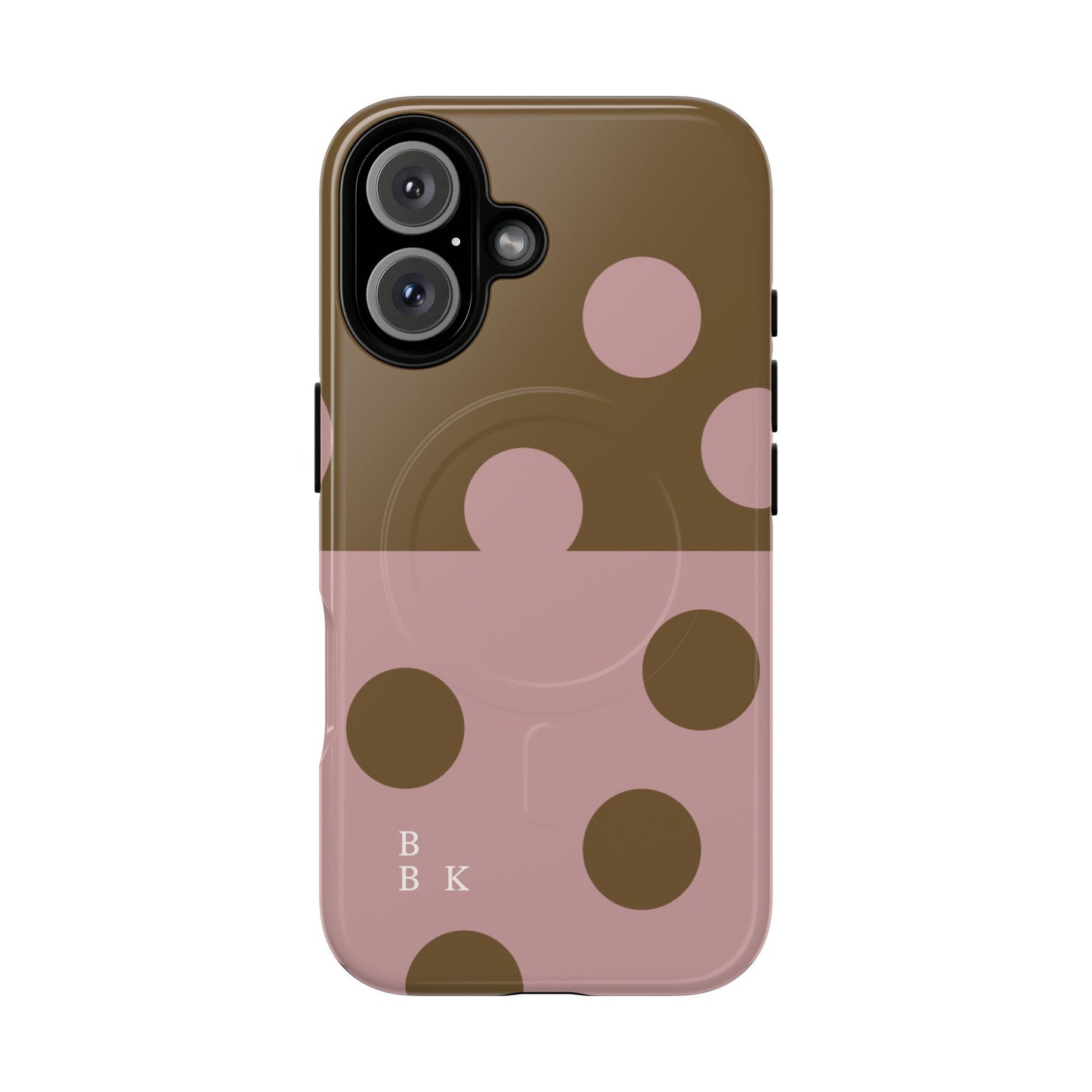 Pink + Yellow Polka Dot Magnetic Tough Case — Protective Magnetic Phone Case with 'BBK' Accent