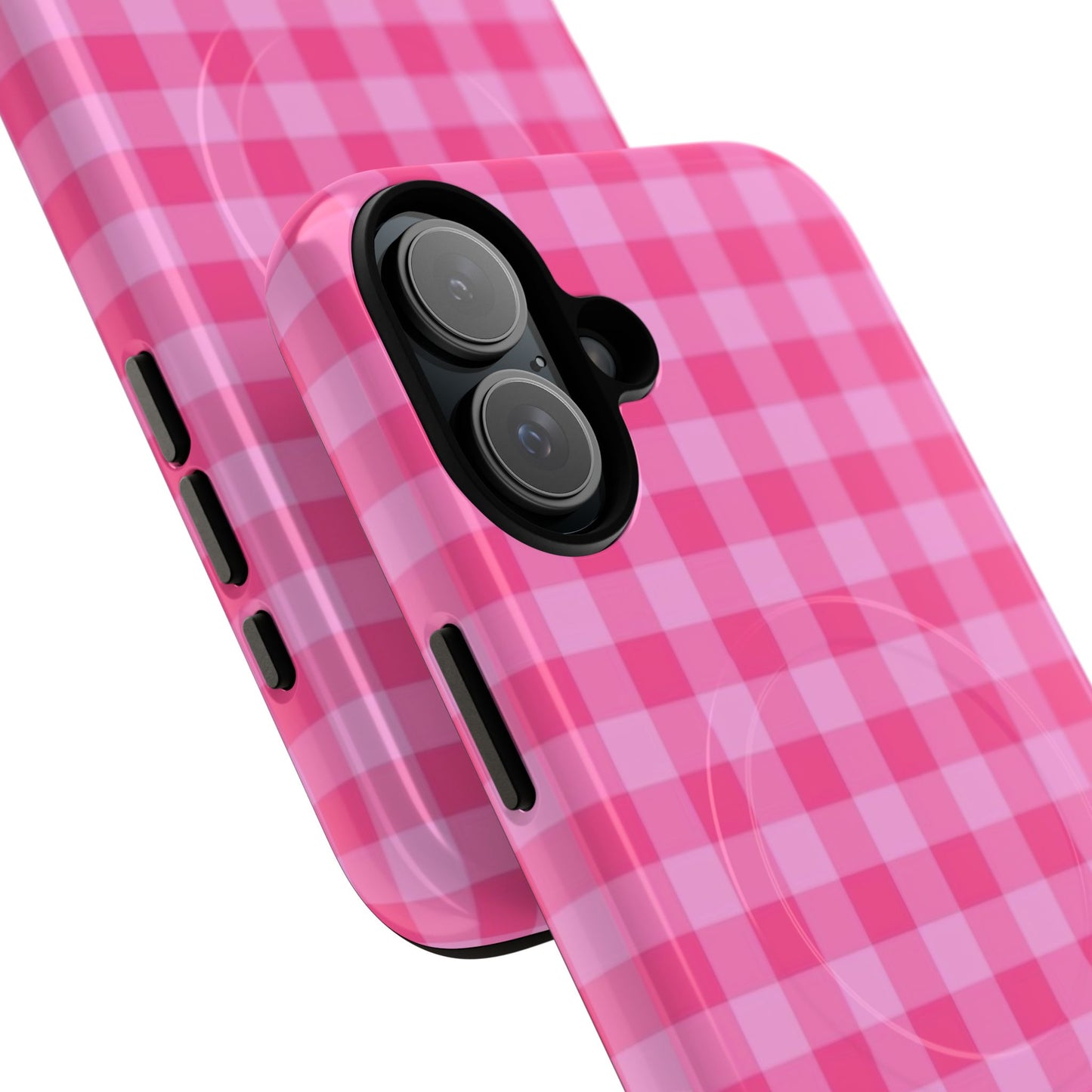 Pink Gingham Tough Magnetic Phone Case – Durable Checkered Design
