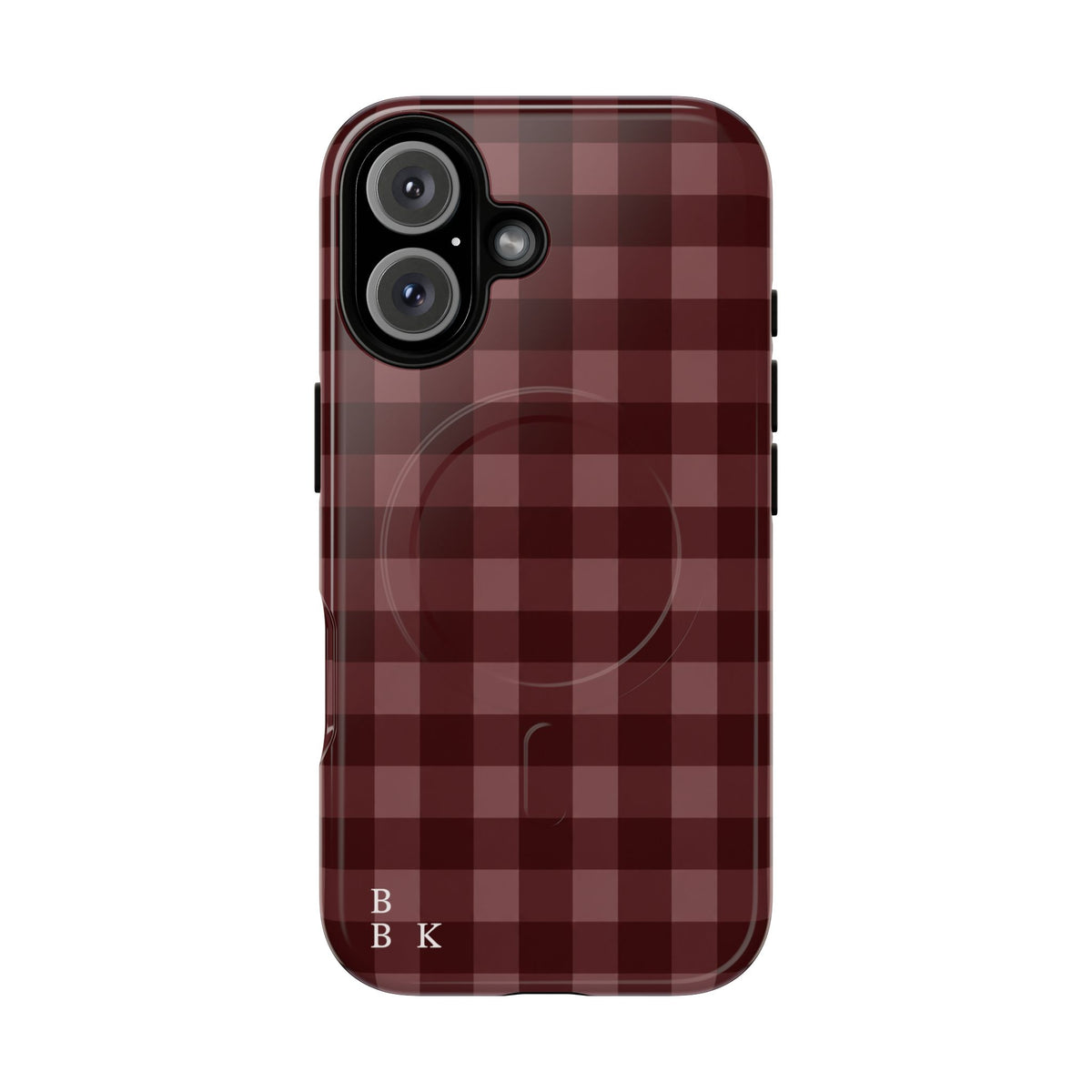 Plaid Magnetic Phone Case — Burgundy Buffalo Check Tough Protective Cover