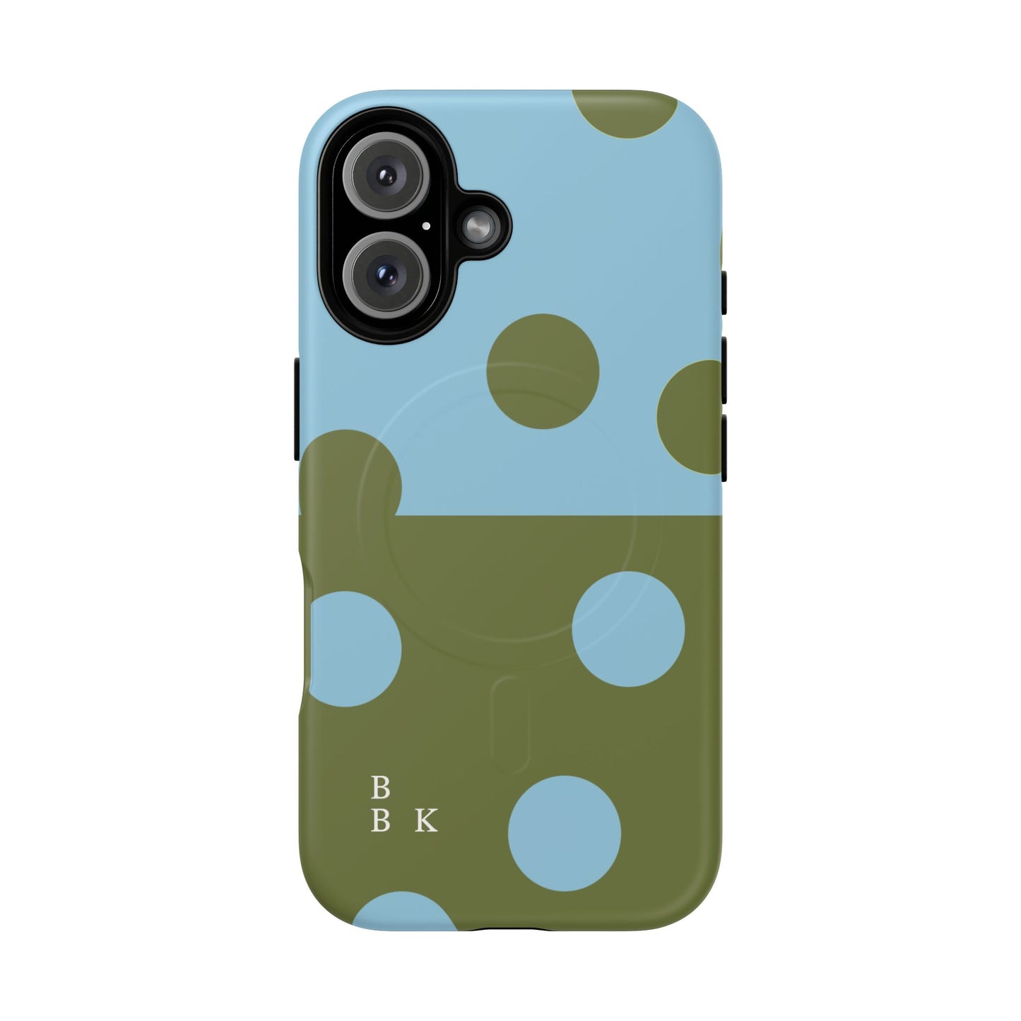 Polka Dot Magnetic Phone Case — Blue & Olive Protective Snap-On Cover