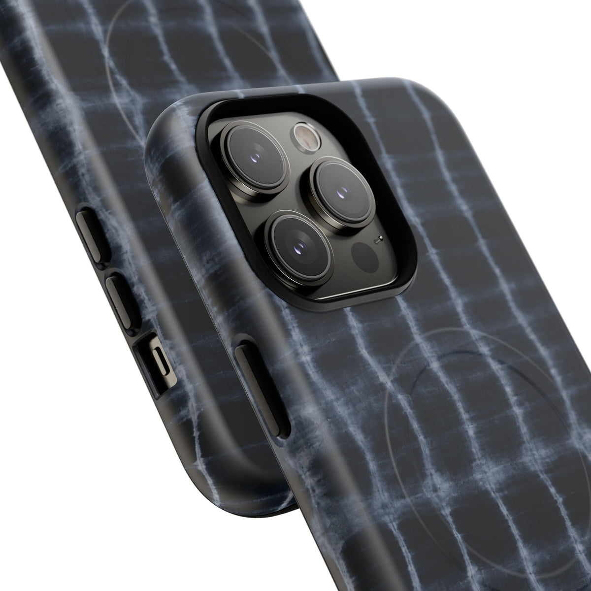 Magnetic Phone Case — Black Tie-Dye Tough Protective Cover with MagSafe