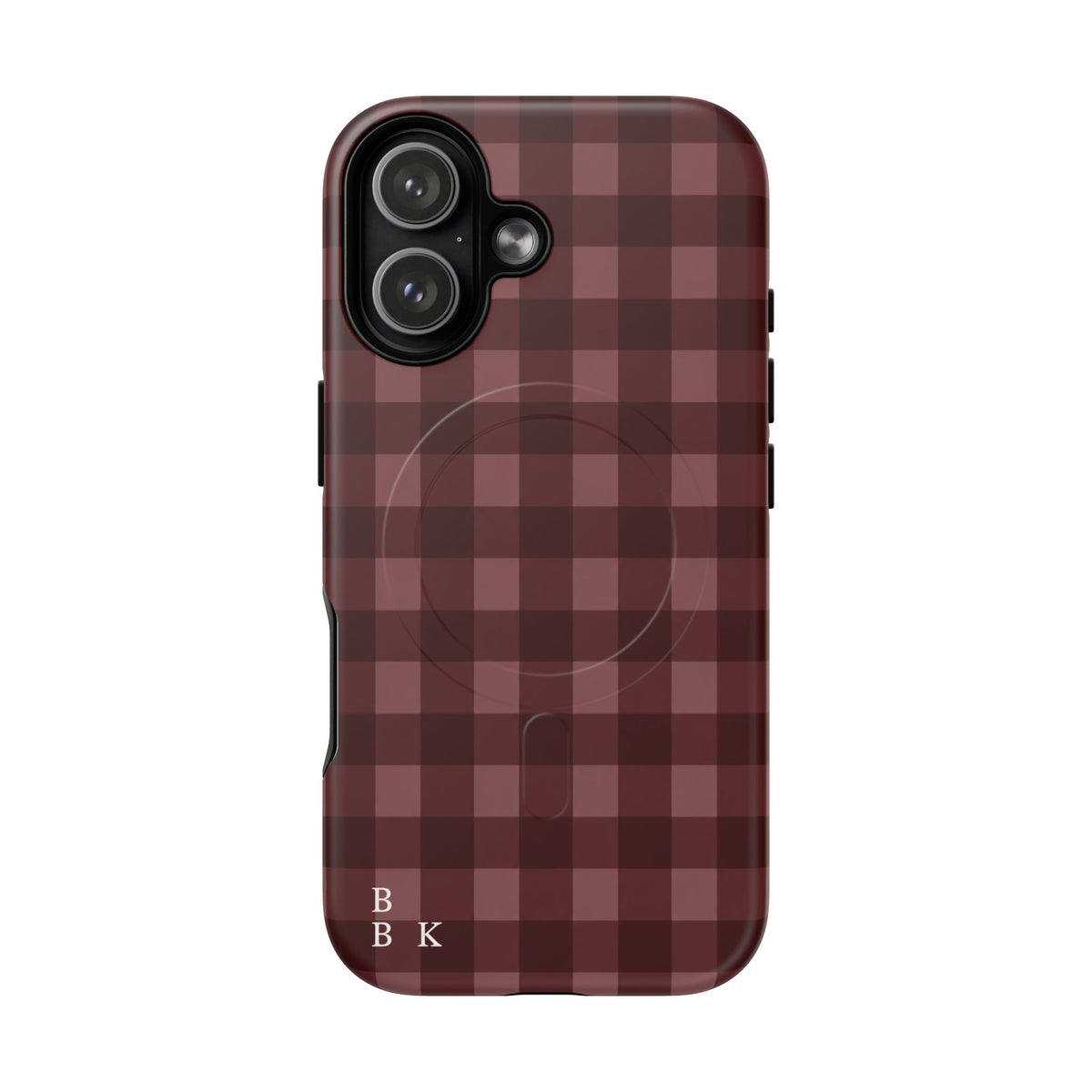 Plaid Magnetic Phone Case — Burgundy Buffalo Check Tough Protective Cover