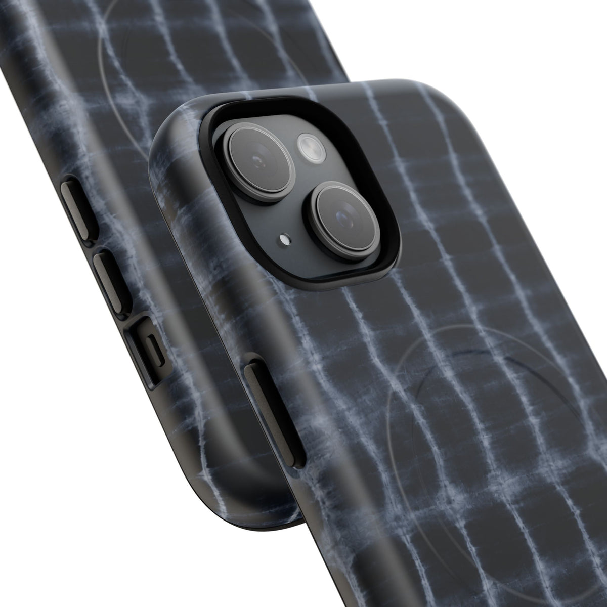 Magnetic Phone Case — Black Tie-Dye Tough Protective Cover with MagSafe