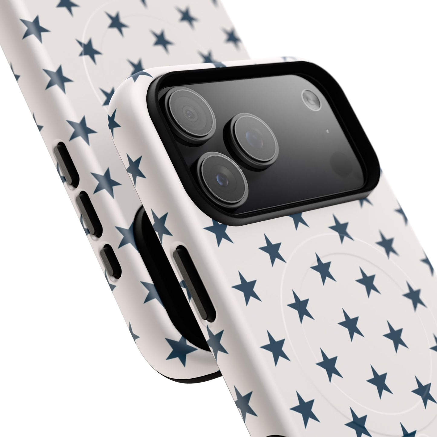 Star Pattern Tough Magnetic Phone Case — Navy Stars on White