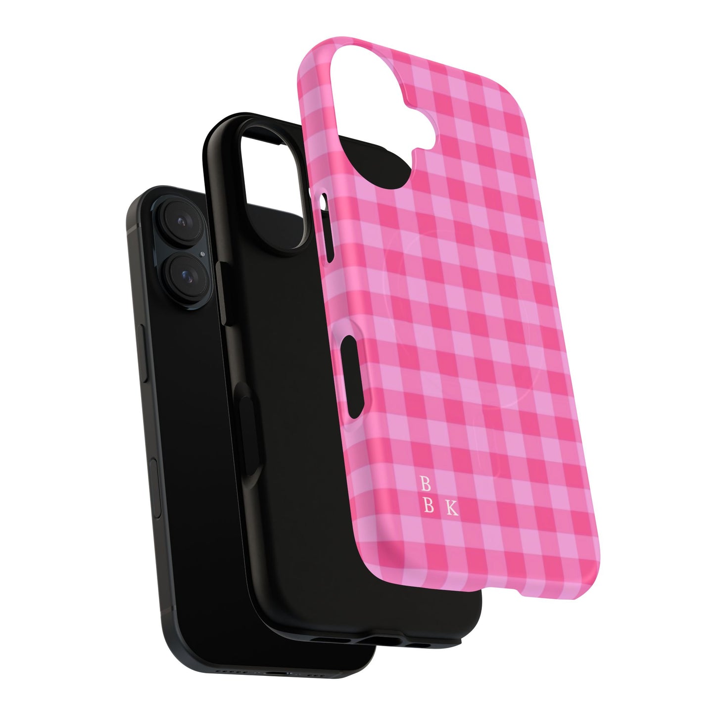 Pink Gingham Tough Magnetic Phone Case – Durable Checkered Design