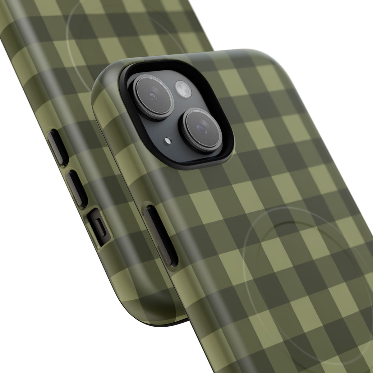 Green Buffalo Plaid Magnetic Phone Case — Tough Protective MagSafe-Compatible Case
