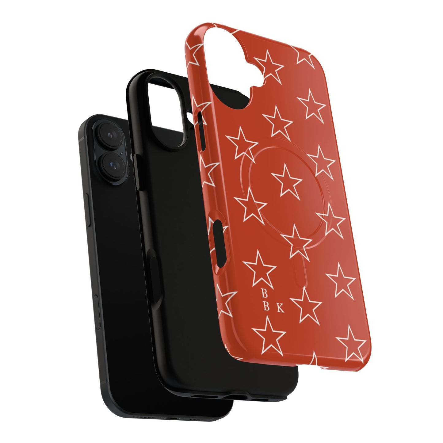 Star Pattern Tough Magnetic Phone Case — Rust Red Protective iPhone Cover