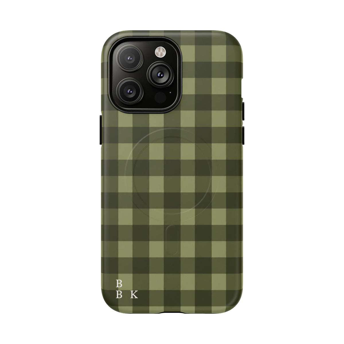 Green Buffalo Plaid Magnetic Phone Case — Tough Protective MagSafe-Compatible Case