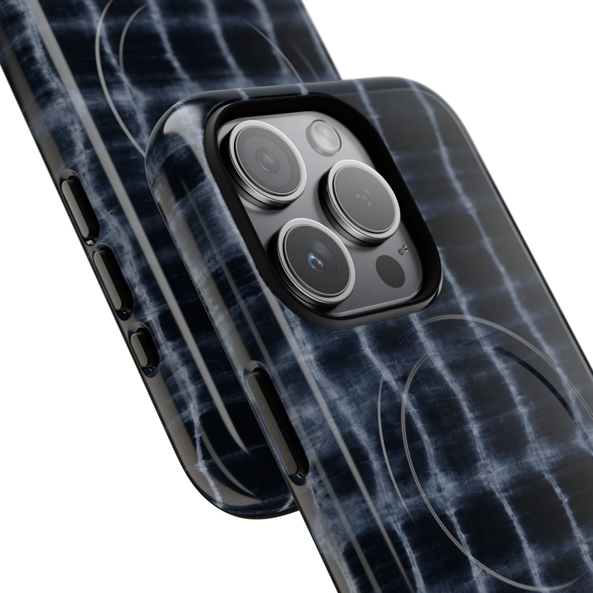 Magnetic Phone Case — Black Tie-Dye Tough Protective Cover with MagSafe
