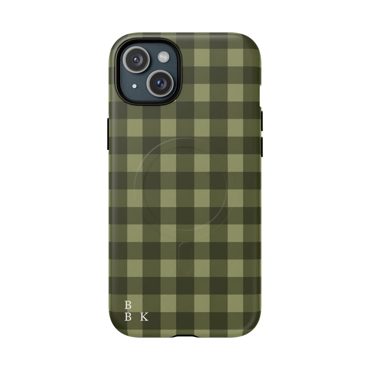 Green Buffalo Plaid Magnetic Phone Case — Tough Protective MagSafe-Compatible Case