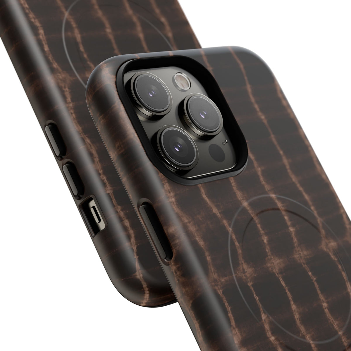 MagSafe Phone Case — Brown Croc Pattern Tough Magnetic Case