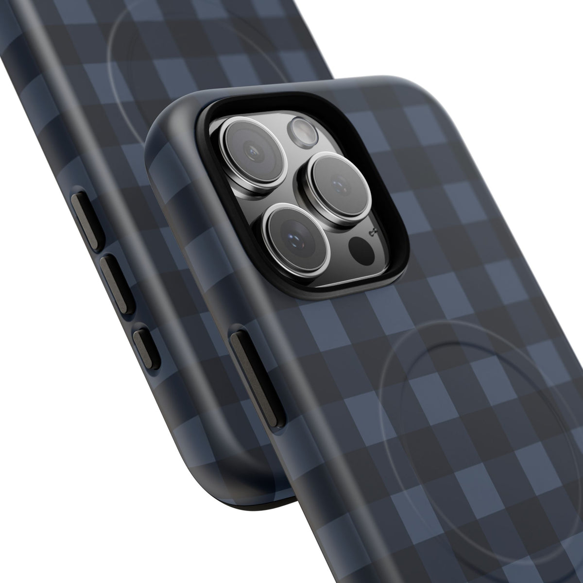 Plaid Magnetic Phone Case — Navy Buffalo Check Tough MagSafe-Compatible Case