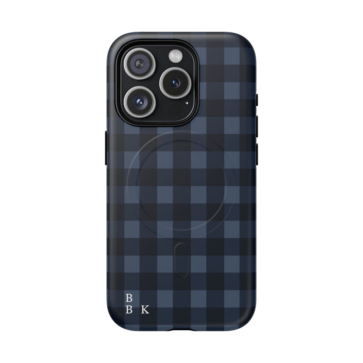 Plaid Magnetic Phone Case — Navy Buffalo Check Tough MagSafe-Compatible Case