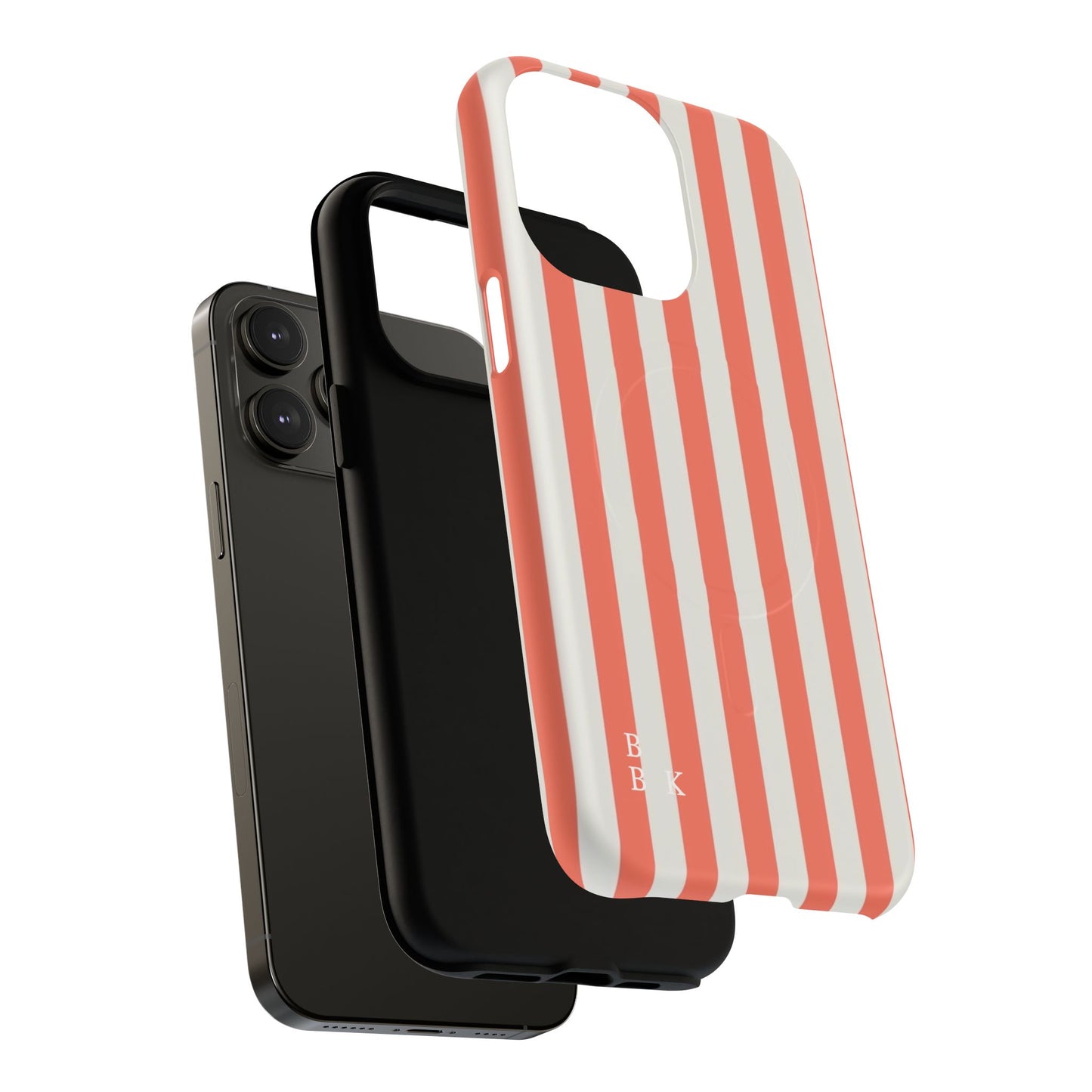 Striped Coral Magnetic Phone Case — Slim Protective Case with Vertical Red-White Stripes