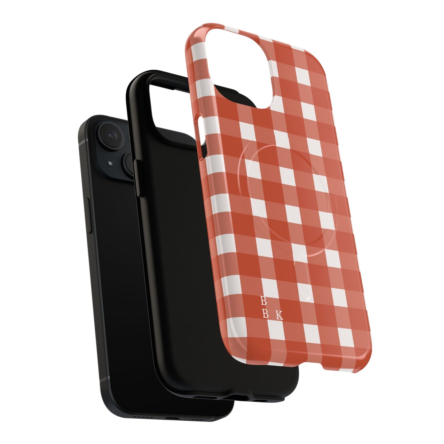 Burnt Orange Gingham Tough Magnetic Phone Case — Plaid Protective iPhone Cover