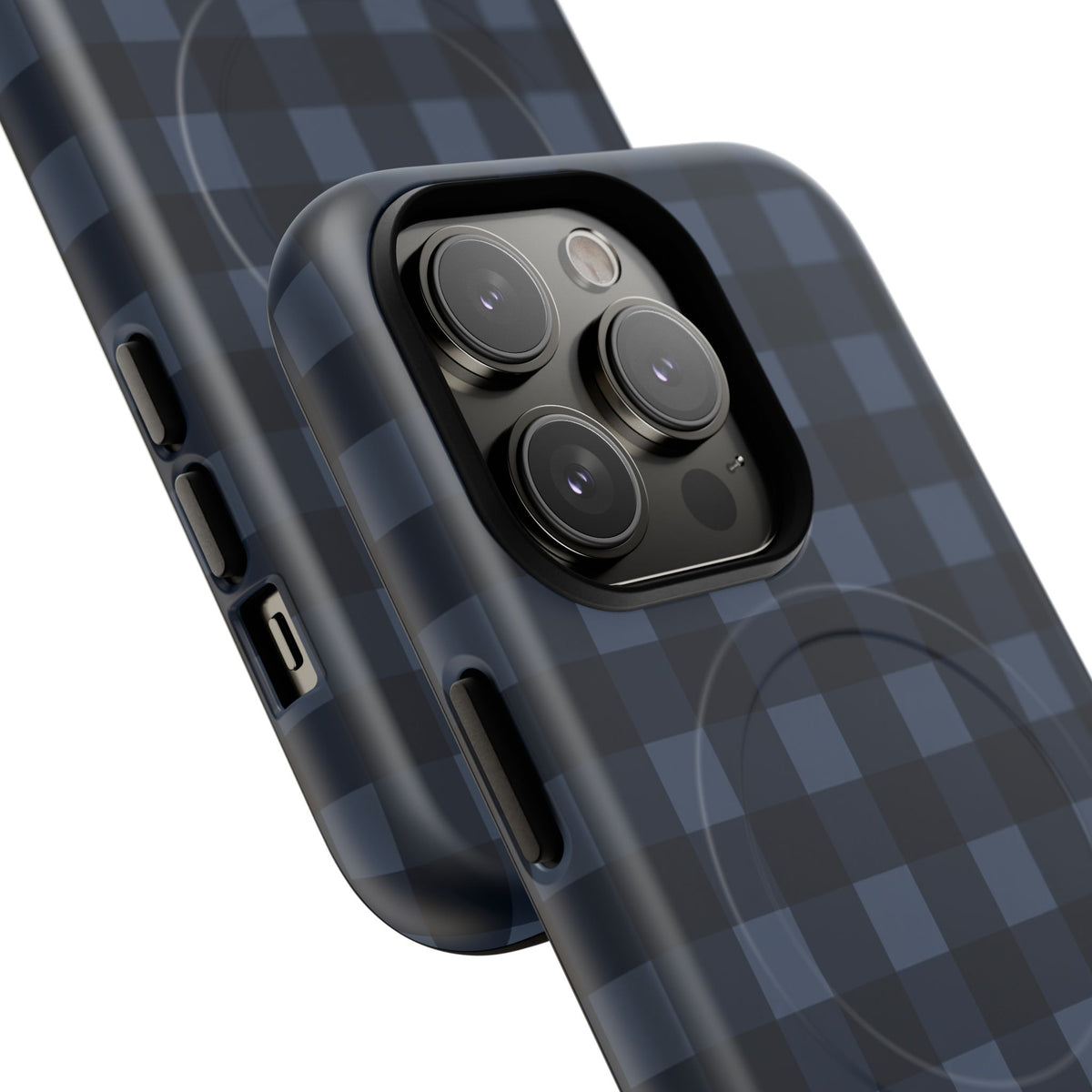 Plaid Magnetic Phone Case — Navy Buffalo Check Tough MagSafe-Compatible Case