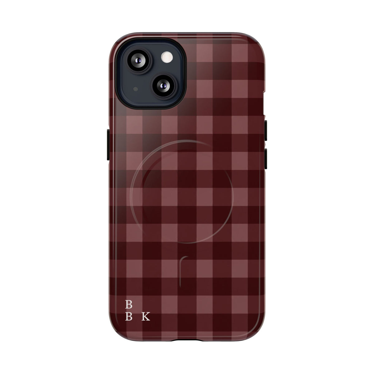 Plaid Magnetic Phone Case — Burgundy Buffalo Check Tough Protective Cover