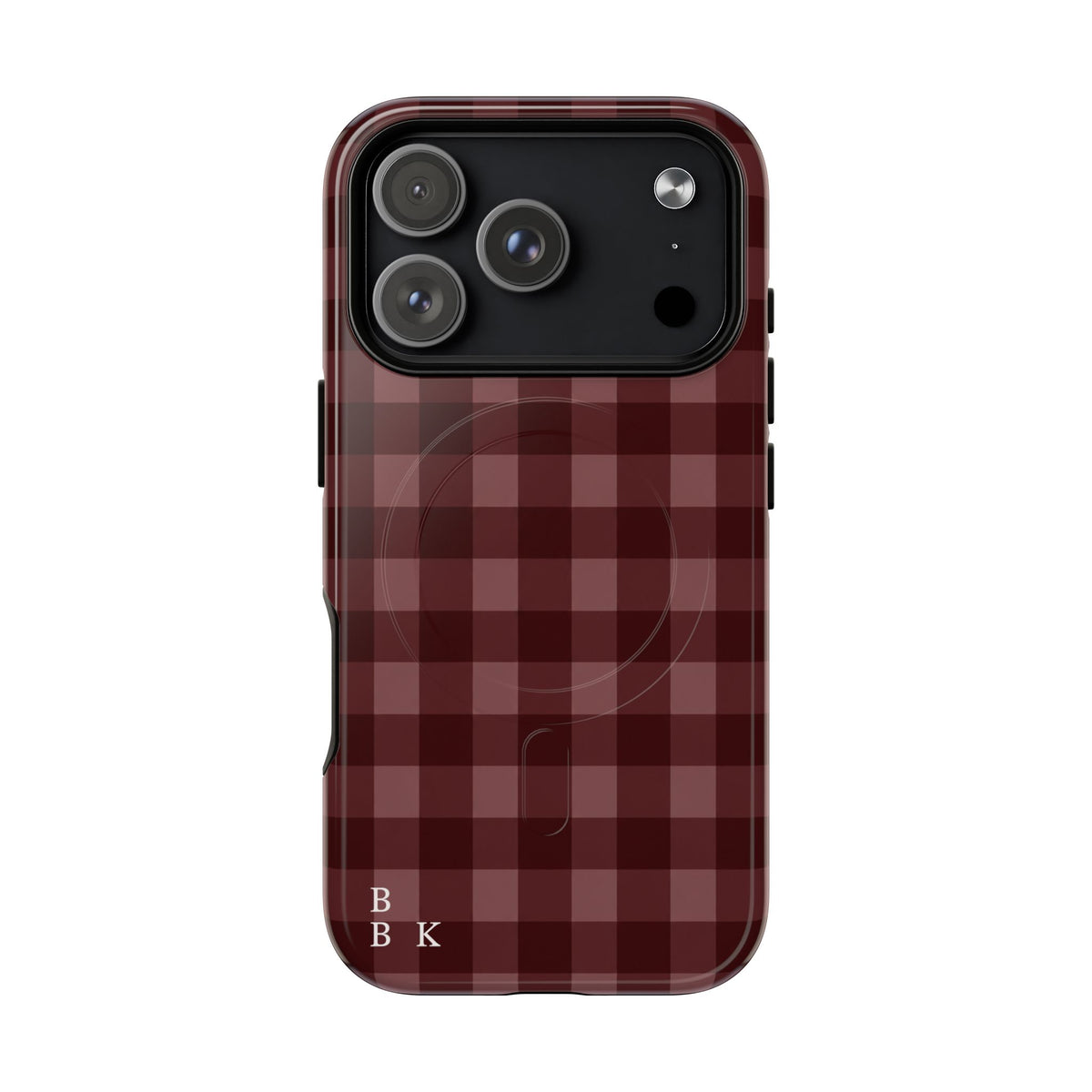 Plaid Magnetic Phone Case — Burgundy Buffalo Check Tough Protective Cover