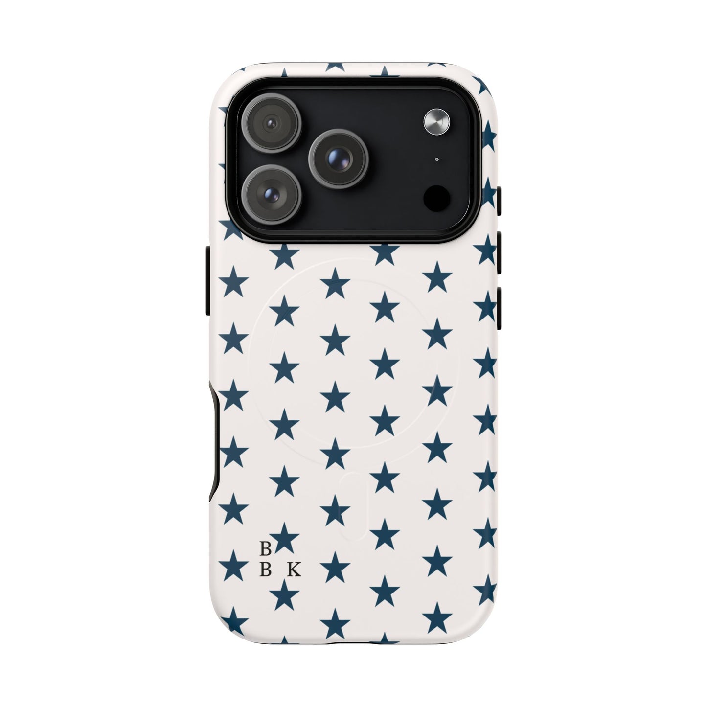 Star Pattern Tough Magnetic Phone Case — Navy Stars on White