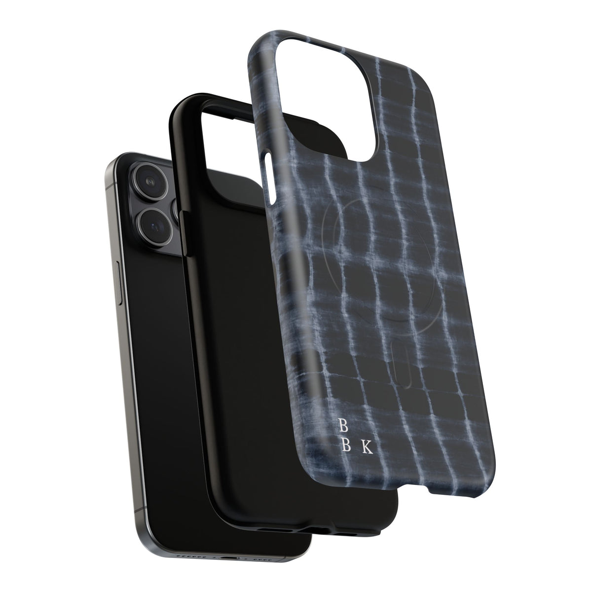 Magnetic Phone Case — Black Tie-Dye Tough Protective Cover with MagSafe