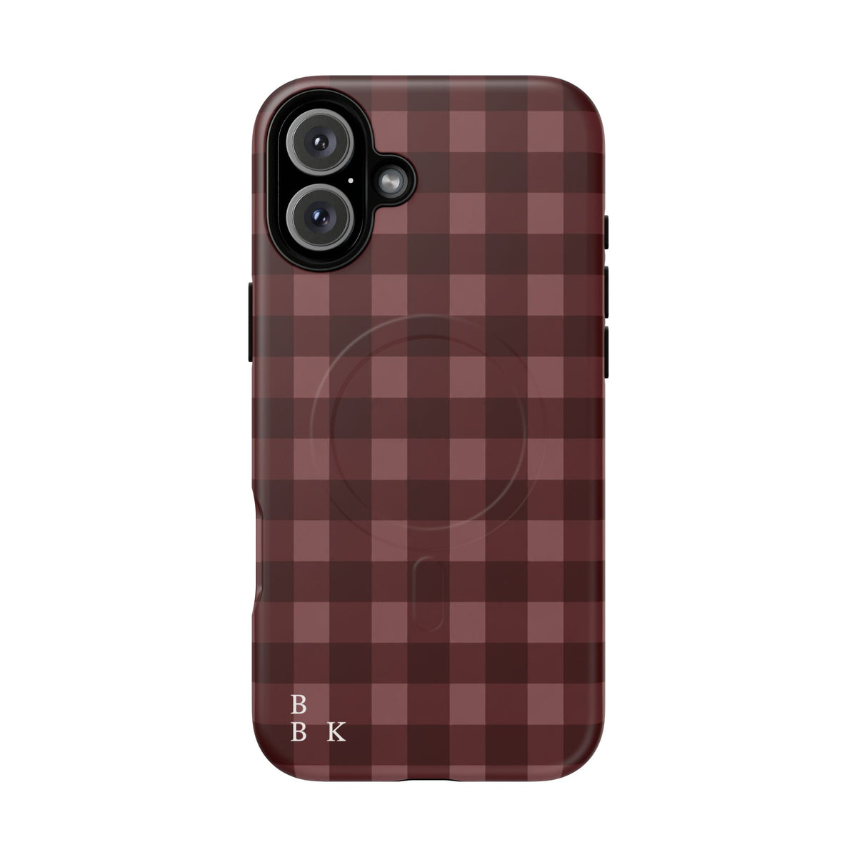 Plaid Magnetic Phone Case — Burgundy Buffalo Check Tough Protective Cover