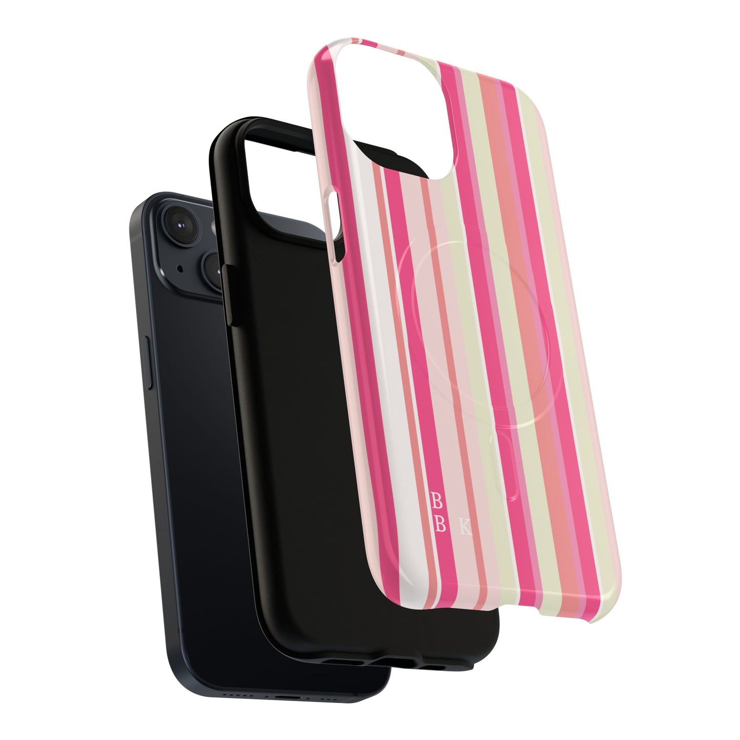 Magnetic Tough Case — Pink Striped Phone Cover (MagSafe Compatible)