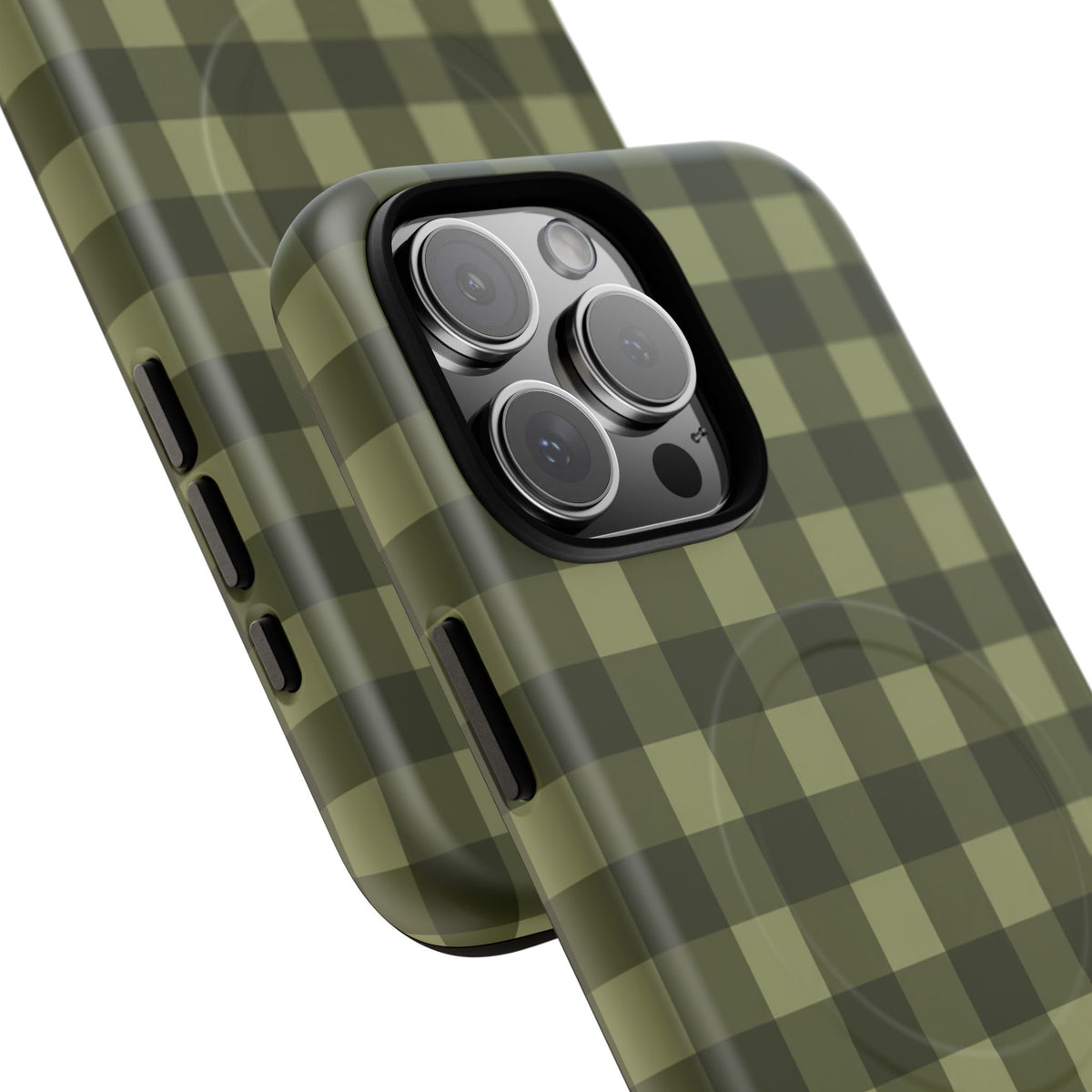 Green Buffalo Plaid Magnetic Phone Case — Tough Protective MagSafe-Compatible Case