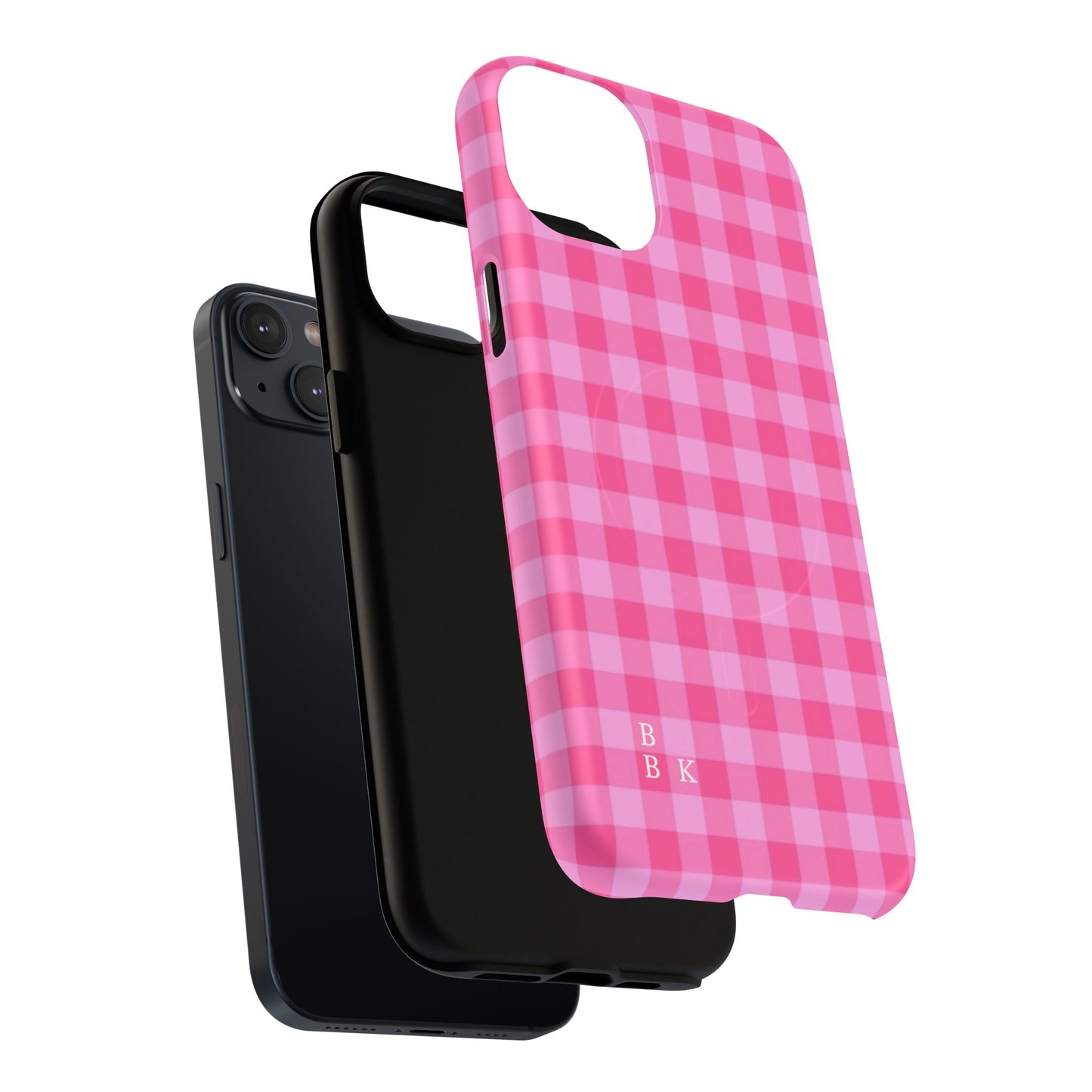 Pink Gingham Tough Magnetic Phone Case – Durable Checkered Design