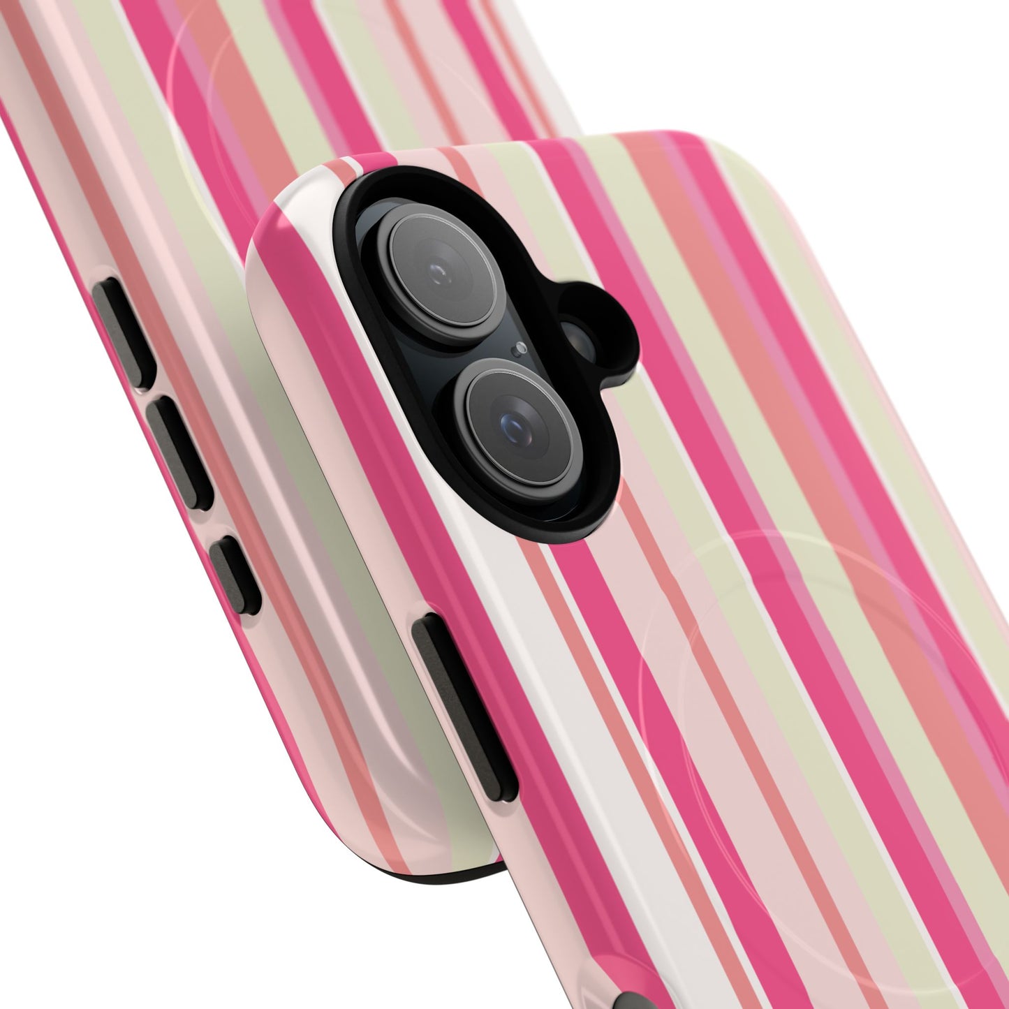 Magnetic Tough Case — Pink Striped Phone Cover (MagSafe Compatible)