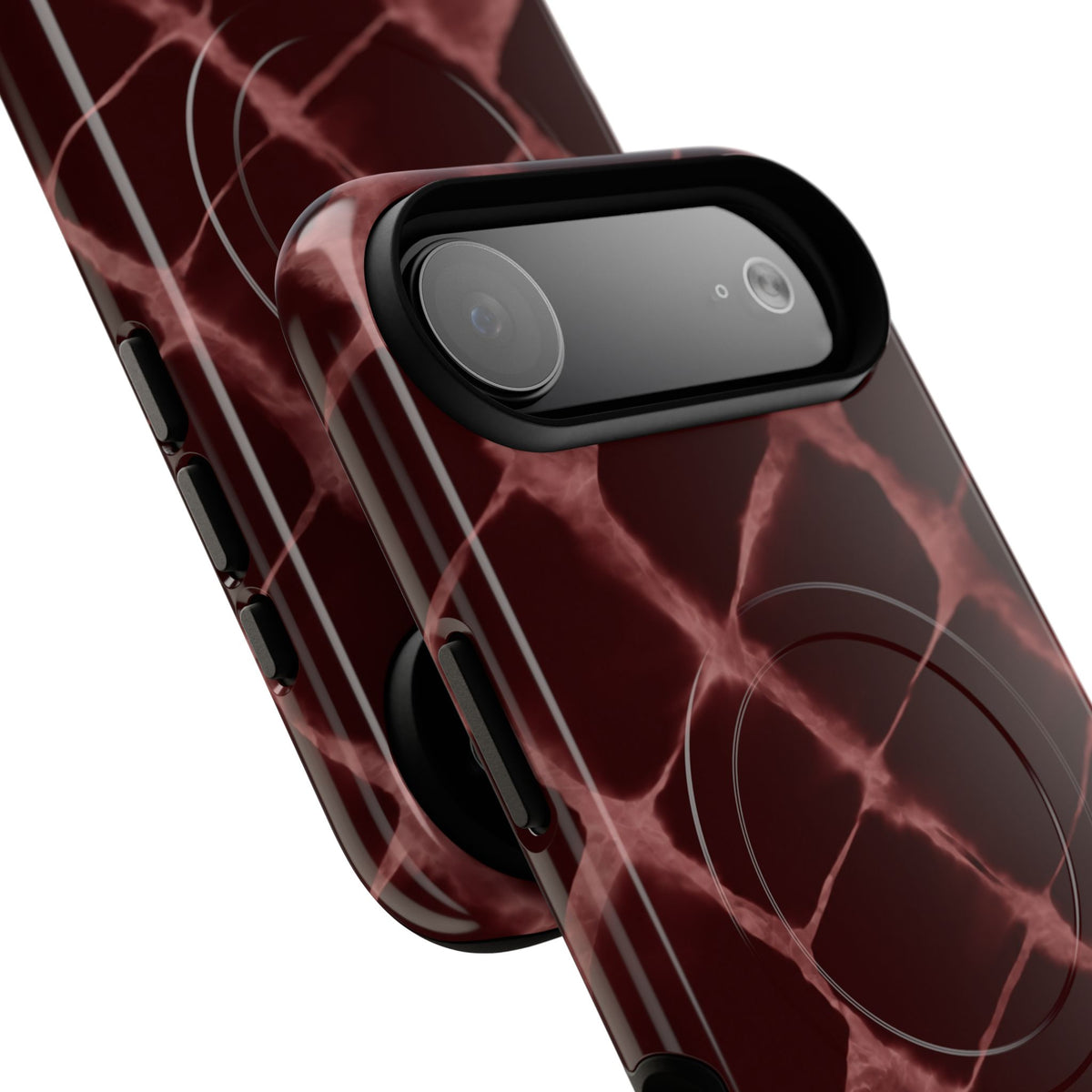 Magnetic Phone Case — Burgundy Marble Tough Protective Cover