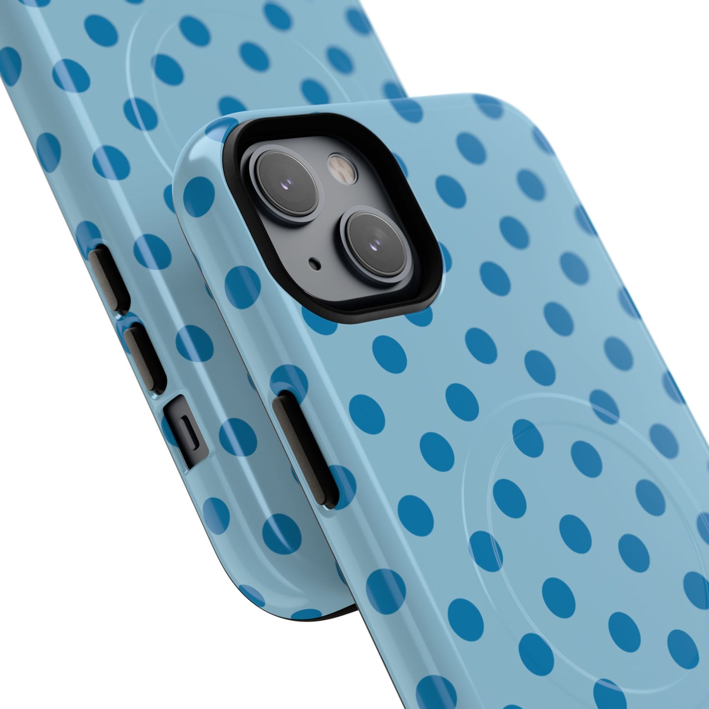 Blue Polka Dot Magnetic Phone Case — Tough Protective iPhone Cover
