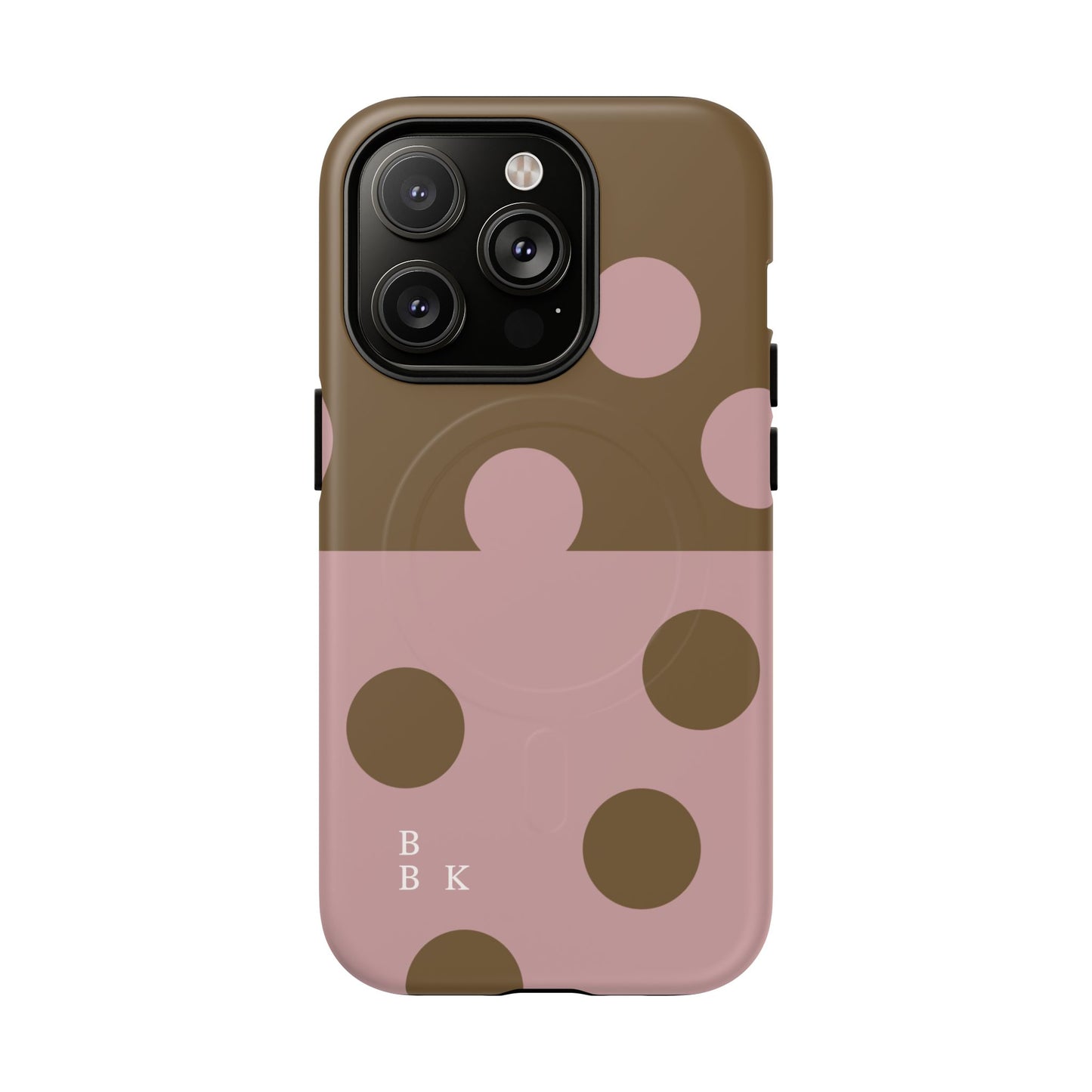 Pink + Yellow Polka Dot Magnetic Tough Case — Protective Magnetic Phone Case with 'BBK' Accent